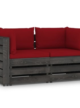 VidaXL Tuinbank 2-zits met kussens grijs geïmpregneerd hout