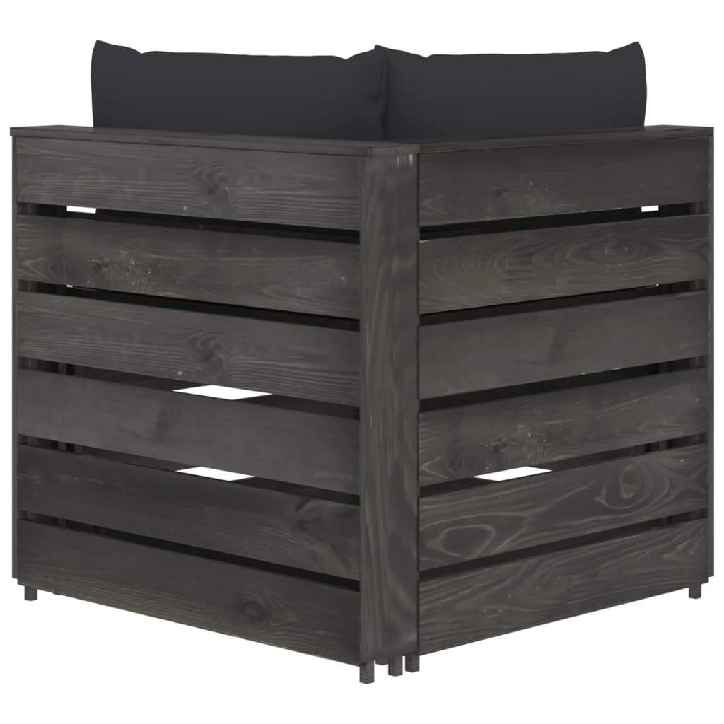 VidaXL Tuinbank 2-zits met kussens grijs geïmpregneerd hout