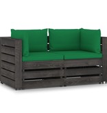 VidaXL Tuinbank 2-zits met kussens grijs geïmpregneerd hout