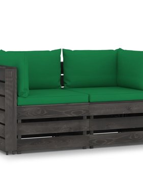 VidaXL Tuinbank 2-zits met kussens grijs geïmpregneerd hout