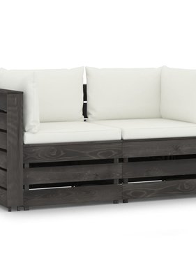 VidaXL Tuinbank 2-zits met kussens grijs geïmpregneerd hout