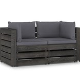 VidaXL Tuinbank 2-zits met kussens grijs geïmpregneerd hout