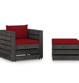VidaXL 2-delige Loungeset met kussens grijs geïmpregneerd hout