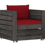 VidaXL 2-delige Loungeset met kussens grijs geïmpregneerd hout