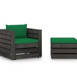 VidaXL 2-delige Loungeset met kussens grijs geïmpregneerd hout