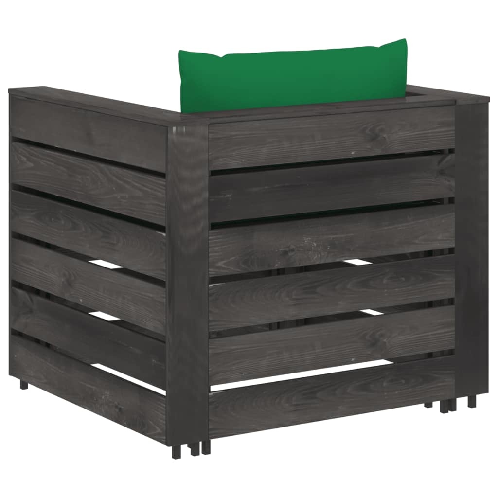 VidaXL 2-delige Loungeset met kussens grijs geïmpregneerd hout