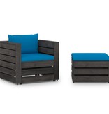 VidaXL 2-delige Loungeset met kussens grijs geïmpregneerd hout