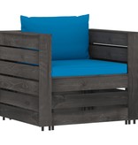 VidaXL 2-delige Loungeset met kussens grijs geïmpregneerd hout