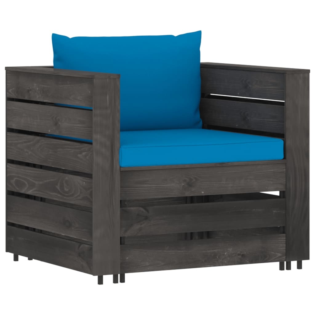 VidaXL 2-delige Loungeset met kussens grijs geïmpregneerd hout