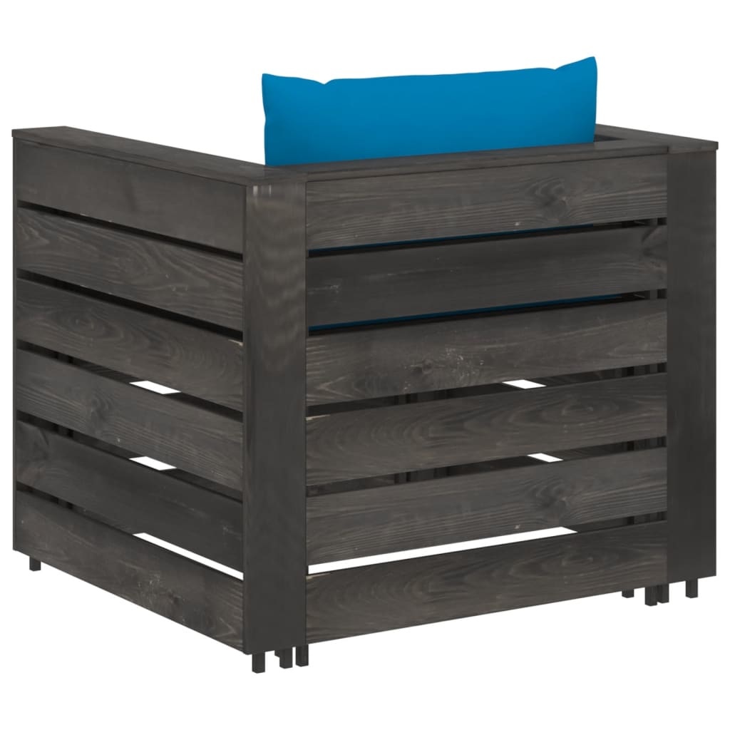 VidaXL 2-delige Loungeset met kussens grijs geïmpregneerd hout