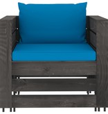 VidaXL 2-delige Loungeset met kussens grijs geïmpregneerd hout