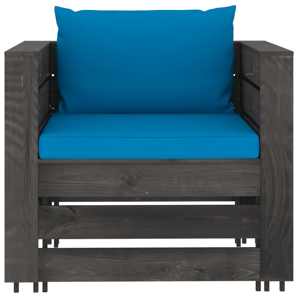VidaXL 2-delige Loungeset met kussens grijs geïmpregneerd hout