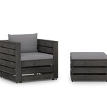 VidaXL 2-delige Loungeset met kussens grijs geïmpregneerd hout