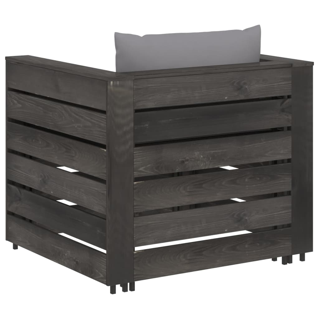 VidaXL 2-delige Loungeset met kussens grijs geïmpregneerd hout