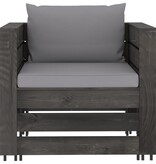 VidaXL 2-delige Loungeset met kussens grijs geïmpregneerd hout