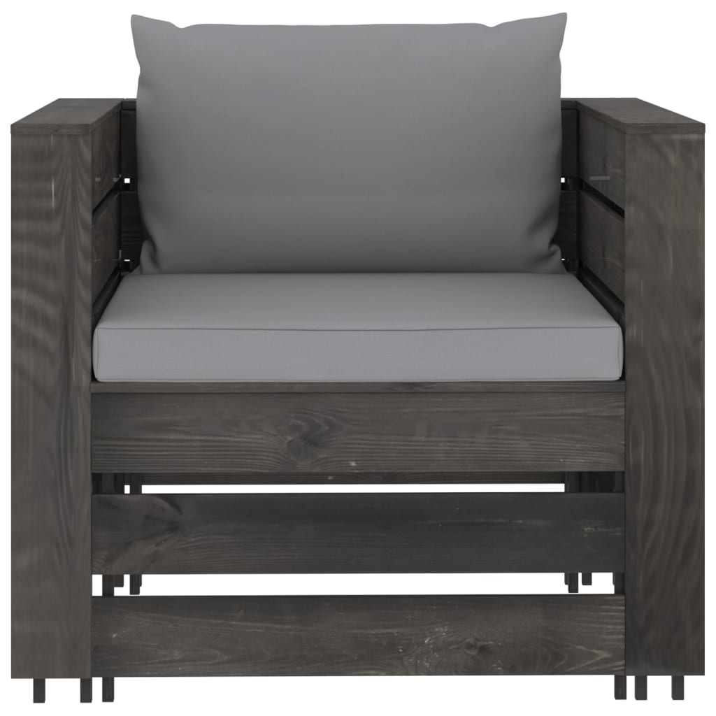 VidaXL 2-delige Loungeset met kussens grijs geïmpregneerd hout