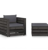 VidaXL 2-delige Loungeset met kussens grijs geïmpregneerd hout