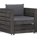 VidaXL 2-delige Loungeset met kussens grijs geïmpregneerd hout