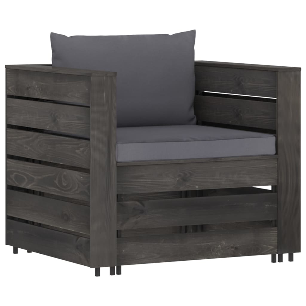 VidaXL 2-delige Loungeset met kussens grijs geïmpregneerd hout