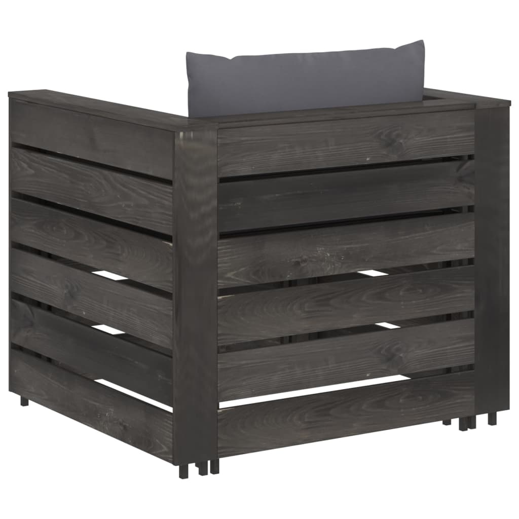 VidaXL 2-delige Loungeset met kussens grijs geïmpregneerd hout