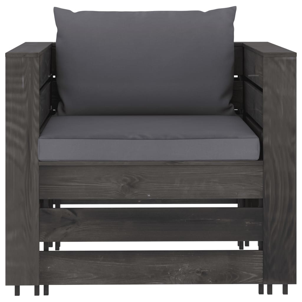 VidaXL 2-delige Loungeset met kussens grijs geïmpregneerd hout