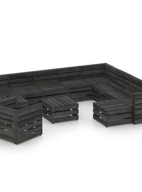 VidaXL 12-delige Loungeset grijs geïmpregneerd grenenhout