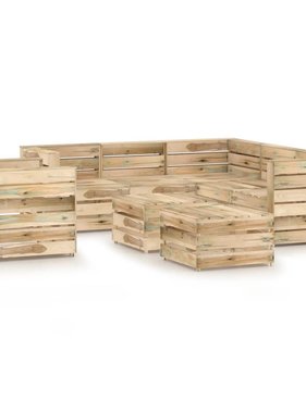 VidaXL 8-delige Loungeset groen geïmpregneerd grenenhout