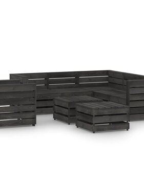 VidaXL 8-delige Loungeset grijs geïmpregneerd grenenhout
