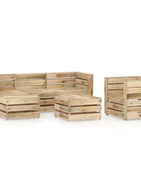 VidaXL 6-delige Loungeset groen geïmpregneerd grenenhout