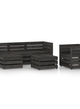 VidaXL 6-delige Loungeset grijs geïmpregneerd grenenhout