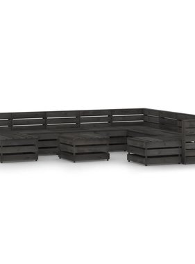 VidaXL 11-delige Loungeset grijs geïmpregneerd grenenhout