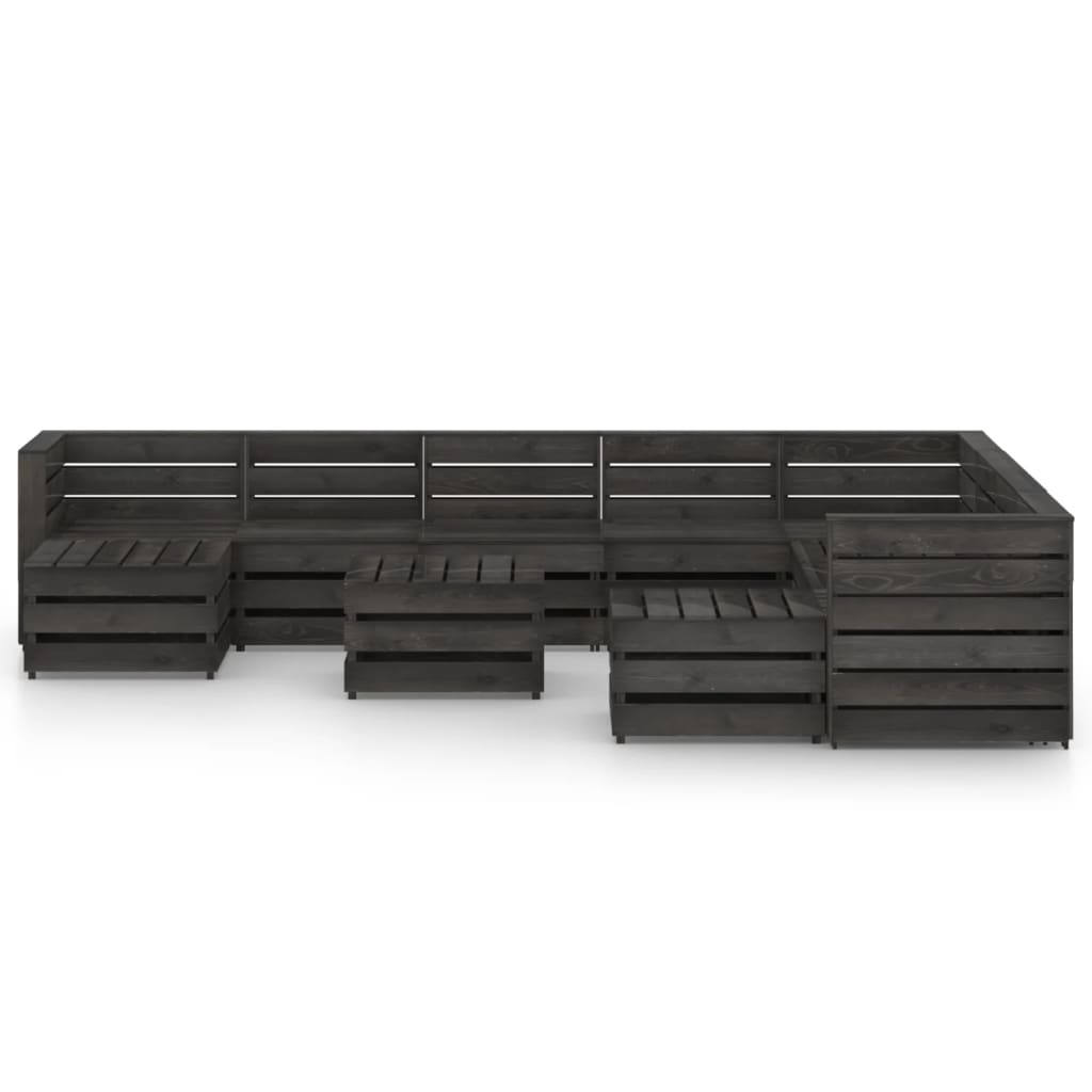 VidaXL 11-delige Loungeset grijs geïmpregneerd grenenhout