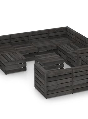 VidaXL 10-delige Loungeset grijs geïmpregneerd grenenhout