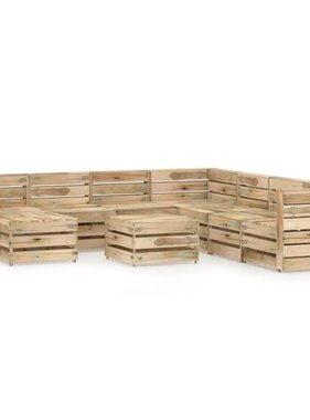 VidaXL 9-delige Loungeset groen geïmpregneerd grenenhout