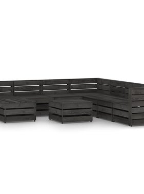 VidaXL 9-delige Loungeset grijs geïmpregneerd grenenhout