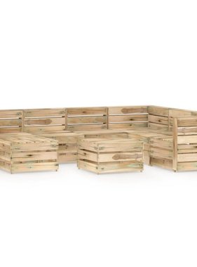 VidaXL 8-delige Loungeset groen geïmpregneerd grenenhout