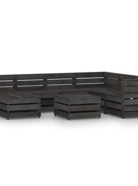 VidaXL 8-delige Loungeset grijs geïmpregneerd grenenhout