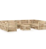 vidaXL 10-delige Loungeset groen geïmpregneerd grenenhout