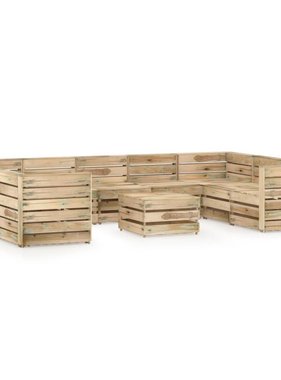 VidaXL 10-delige Loungeset groen geïmpregneerd grenenhout