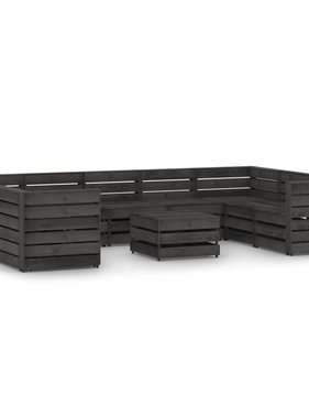 VidaXL 10-delige Loungeset grijs geïmpregneerd grenenhout