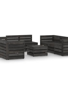 VidaXL 9-delige Loungeset grijs geïmpregneerd grenenhout