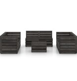 VidaXL 9-delige Loungeset grijs geïmpregneerd grenenhout