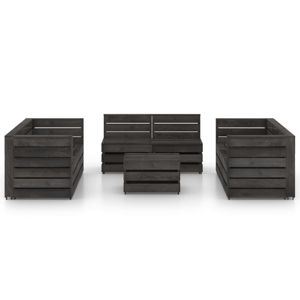 VidaXL 9-delige Loungeset grijs geïmpregneerd grenenhout