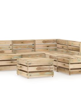 VidaXL 6-delige Loungeset groen geïmpregneerd grenenhout