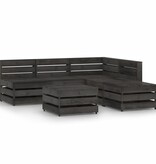 VidaXL 6-delige Loungeset grijs geïmpregneerd grenenhout