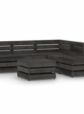 VidaXL 6-delige Loungeset grijs geïmpregneerd grenenhout
