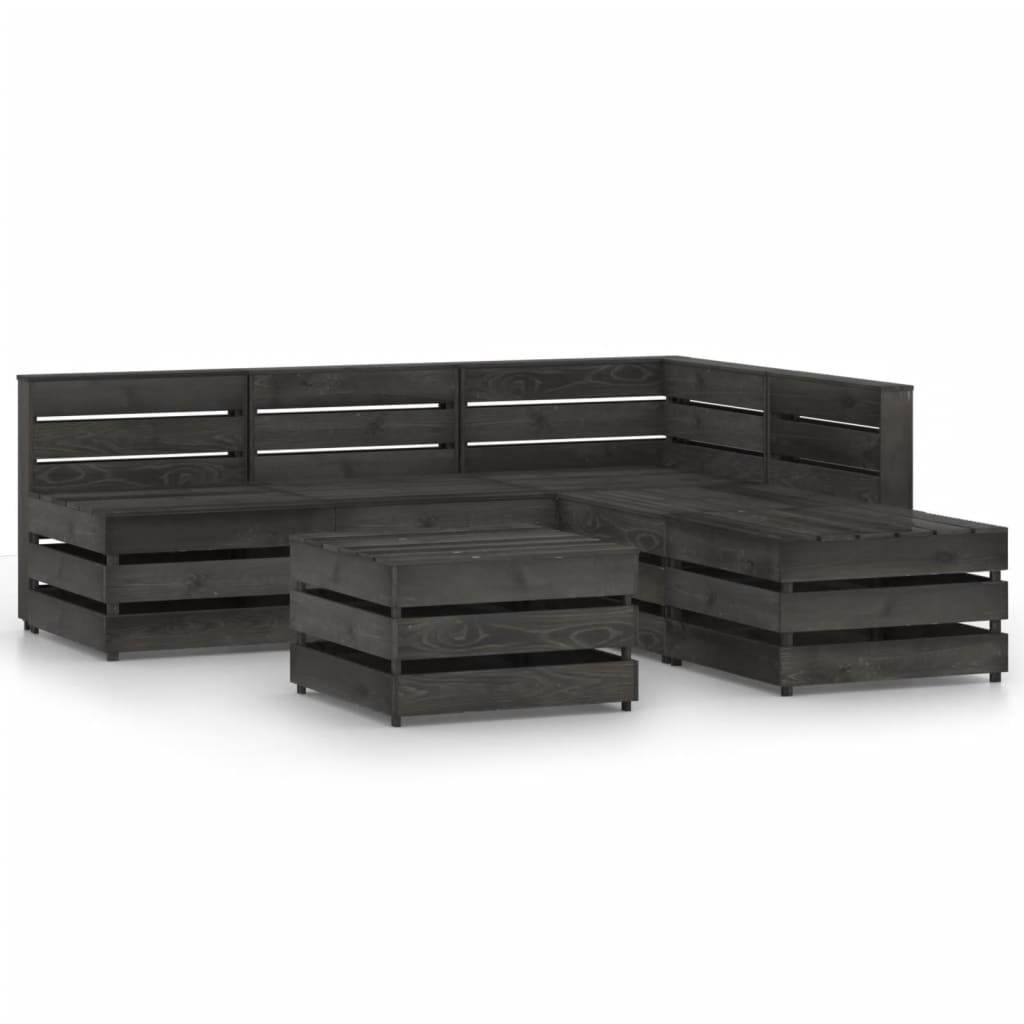 VidaXL 6-delige Loungeset grijs geïmpregneerd grenenhout