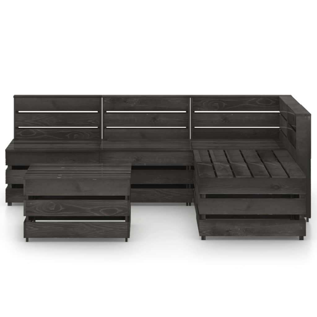 VidaXL 6-delige Loungeset grijs geïmpregneerd grenenhout