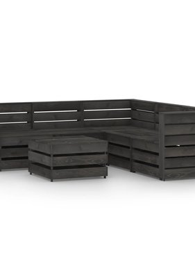 VidaXL 6-delige Loungeset grijs geïmpregneerd grenenhout