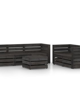 VidaXL 6-delige Loungeset grijs geïmpregneerd grenenhout